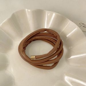 KODUS Hair Band PU Rope Ponytail Holder Solid Color Korean Style Luxury Sense Hair Ring Temperament Fashion Design Flexible Bend Hair Rope Women