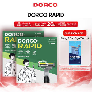 DORCO RAPID - Combo 2 Hộp Dao Cạo Râu Hàn Quốc 2 Lưỡi - Gồm 2 Cán và 14 Đầu Cạo