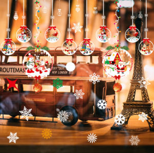 Decal trang trí Noel Hít Tĩnh Điện 2 mặt - RÈM PHA LÊ NGƯỜI TUYẾT TÍ HON