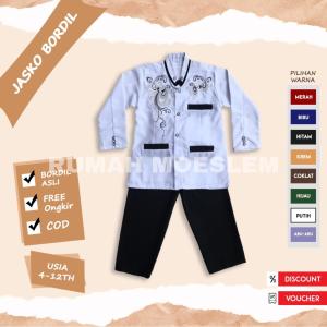Baju koko anak jasko anak laki laki set bordir lengan panjang umur 4-12 tahun