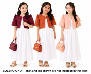 CC .. Elegant Girls Ethnic Festive Wear Set - Pink/White Top & Bolero with Embroidery for Kids 6-10yrs