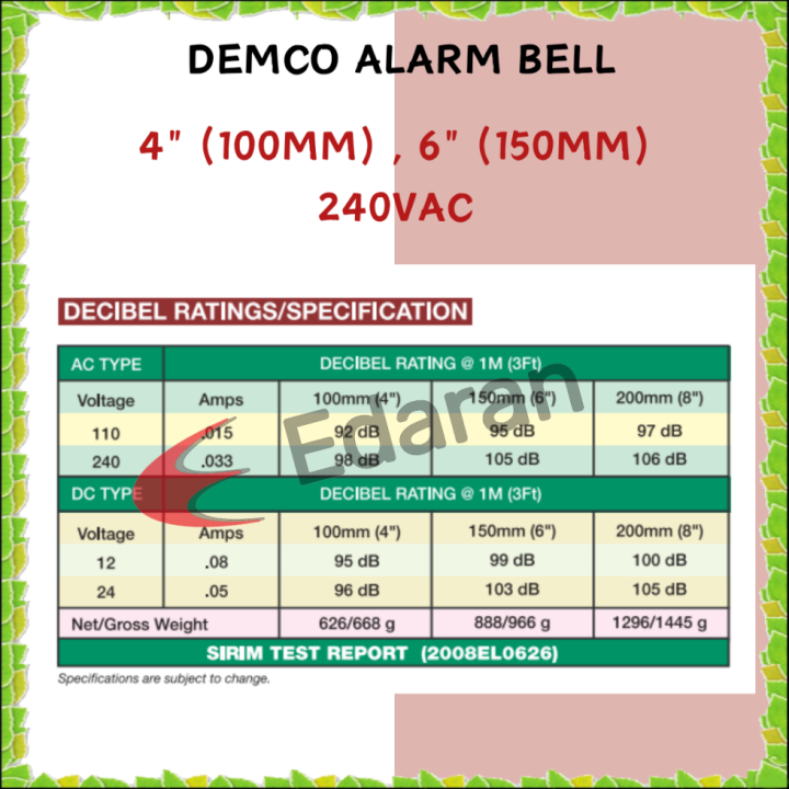 DEMCO%20D-102%204''%20(100MM)%20AND%206''%20(150MM)%20ALARM%20BELL%20/%20DOME%20BELLS%20-%20240VAC%20-%20Image%205