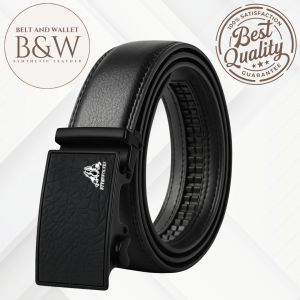 Ikat Pinggang Sabuk Kulit Pria LCL P6 Gesper Cowok Elegan Stylist Modern Hitam Minimalis