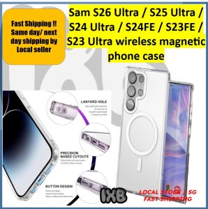 IXB Sam S26 S25 S24 Fe Ultra  S23 FE Ultra wireless magnetic cover transparent Clear hard acrylic shockproof phone case