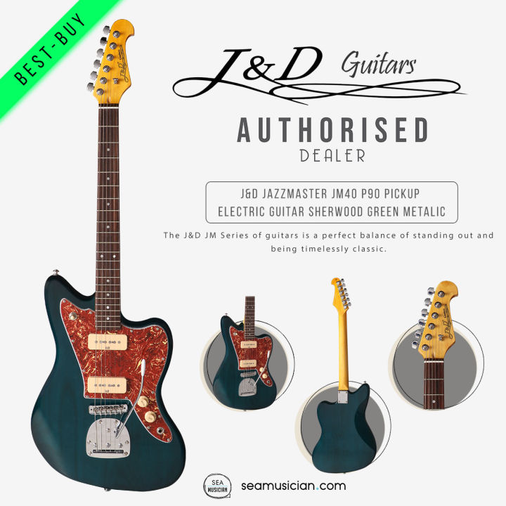 J&D JAZZMASTER JM40 P90 PICKUP ELECTRIC GUITAR COLOR SHERWOOD 
