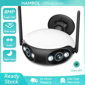 Harmol 180° Ultra-Wide Angle WiFi Camera 4K Ultra High Definition Dual Lens Wireless Outdoor Security CCTV AI Humanoid Detection Two Ways Audio CCTV Surveillan