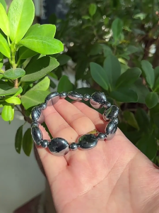 Matte Finish Terahertz Energy Bracelet Natural Stone Elastic Wristband Accessory for Her Him Anniversary Christmas