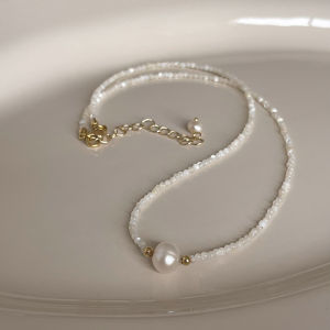 Mina Harajuku Big Nature Freshwater Pearl Choker Necklaces White Color Shell Strand Pendant Necklaces for Women Wedding Gifts
