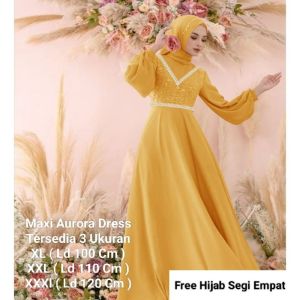 PAKAIAN MUSLIM WANITA FREE HIJAB SEGI EMPAT/MAXI AURORA DRESS /MATT MOSCREPE MIX BROKAT/PAKAIAN MUSLIM HIJAB/GAMIS WANITA HIJAB TERBARU/FASHION MUSLIM WANITA HIJAB TERBARU