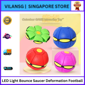 LED Light Flying Flat Throw Disc Saucer Deformation Football Toy | LED Light Bounce Saucer Deformation Football Outdoor Sports Ball Toy