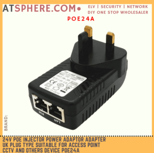 24V DC POE Injector Power Adaptor Adapter UK Plug Type Suitable for Access Point CCTV and Others Device POE24A