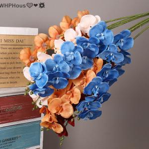 WP💓💛💖 8-Heads Artificial Butterfly Orchid Fake 3D Phalaenopsis Simulation Flower Real Touch Plants Wedding Home Christmas Decoration
