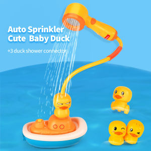 【Local Delivery】Cartoon Duck Bath Toys Auto Sprinkler Bathtub Spraying Faucet Shower Head Set For 3+ Toddlers Kids Funny Shower Time