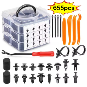 ApeaxFortis-635/655pcs Auto Fastener Clip Car Expansion Buckle Screw Auto Fastener Clip Car Body Push Retainer Pin Rivet Bumper Retainer