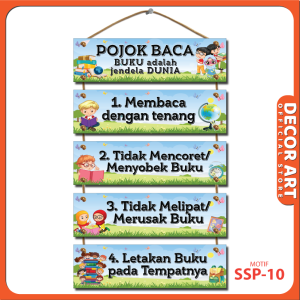 Decor Art 50x30 Cm - Dekorasi 5 Susun Tema Pojok Baca Sekolah Kelas Tipe Gantung Tali Motif SSP