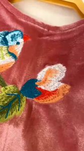 Bộ áo dài bé gái thêu hoa én xinh Sen Shop vải nhung lụa mát mịn cao cấp