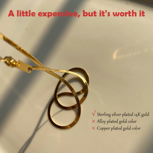 Korean S925 Sterling Silver Plated 14K Gold Snake Bone Necklace for Woman Girl