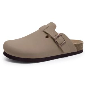 Comwarm Womens Fashion Suede Mules Mens Sandals Clogs Cork Insole Arch Support Sandals Beach and Outdoor Slides.