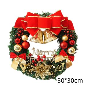 New Christmas Wreath Door Decorations Tree Door X-mas Decors Santa Claus Pasko 30cm*30cm Xmas