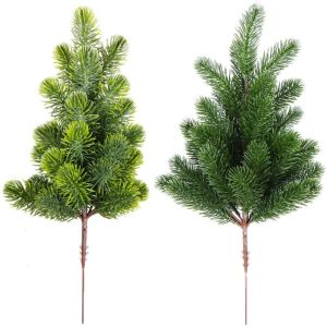 FOUNDTWO Realistic Artificial Pine Branches Plastic Green Realisticl Green Garland Christmas Tree Filler Fake Ceder Branches Artificial Pine Branch Christmas Decorations