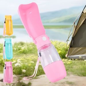 OUTOPEN Portable Dog Water Bottle 2 in 1 350/500ml Cat Drinking Bowl Foldable with Food Container Pet Water Dispenser for Outdoor