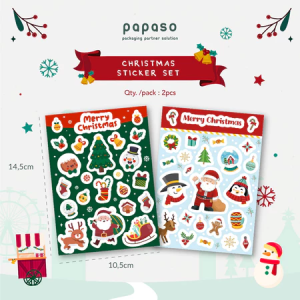 Sticker Christmas Set/Sticker Natal/Sticker Hiasan Box Kue Cake/Sticker Box