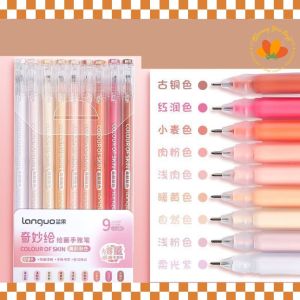 9pcs Pastel Pen Gel Set Pulpen warna warni 0.5mm pena pulpen aesthetic morandi journal marker gel pen pena aesthetic korea 1 pack pulpen aesthetic warna warni
