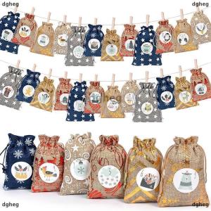 [COD] dgheg 24 Pack Christmas Advent Calendar Bags 24 Days Hanging Advent Calendars Candy Gift Bags For Adults And Kids