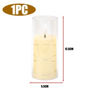 10/12/15cm Acrylic LED Electronic Candle Light Warm White Flameless Candle Dining Table Tea Light Battery Powered Wedding Birthday Party Home Decoration Light
