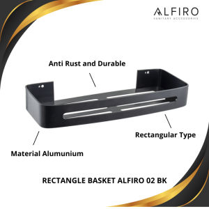 Rectangle Basket Alfiro 02 BK - Rak Kamar Mandi Anti Rust Kuat tahan Lama
