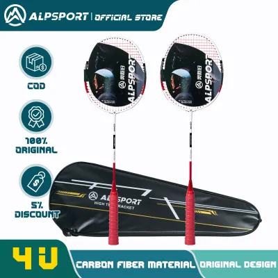 ALP SZZ100 Badminton Racket Flagship Store Authentic Official 4U 25lbs Full Carbon Fiber Professional Grade Single and Double Racket Resistant Set