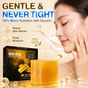 ✨🌼 Anti-Mite Acne-Clearing Gold Bar Soap 🌟 Moisturizing Brightening Essential Oil Soap Base Gentle Skin Repair & Long-Lasting Fragrance For Combination Skin