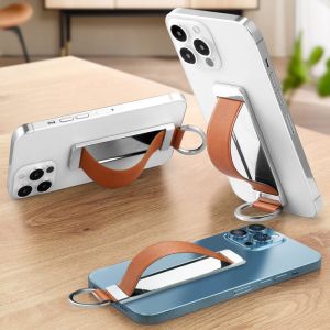DUCUA Metal Metal Strap Band Finger Holder Leather Wrist Band Finger Grip Phone Stand Back Sticked Phone Holder Hang Handle Telescopic Phone Finger Strap Mobile Phone