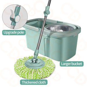 CD Mop with Squeezer Heavy Duty Thick Steel Rod Handle with Bucket Mop Complete Set Spin Mop for Floor