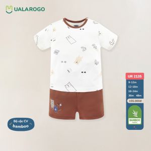 UALAROGO - Bộ cộc tay bamboo petit mềm mát cho bé trai - bé gái mùa hè (9-36m) (UR2135 UR2335)