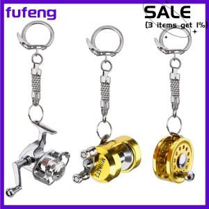 fufeng 1Pcs Alloy Fishing Reel Drum Pendant Keychain Key Wheel Outdoor Fishing Tackle