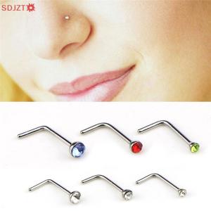 🚚【Local Express Delivery】🚚 60PCS Set Stainless Steel CZ L Shape Nose Ring Body Stud