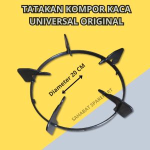 (HITAM) TATAKAN KOMPOR GAS KACA UNIVERSAL KAKI 5 ORIGINAL