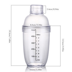 [GIO Store] เครื่องปั่นค็อกเทลพลาสติก เชคเกอร์ใส ถ้วยชานมบาร์เทนเดอร์บาร์อุปกรณ์เครื่องมือขนาดเข็มขัด