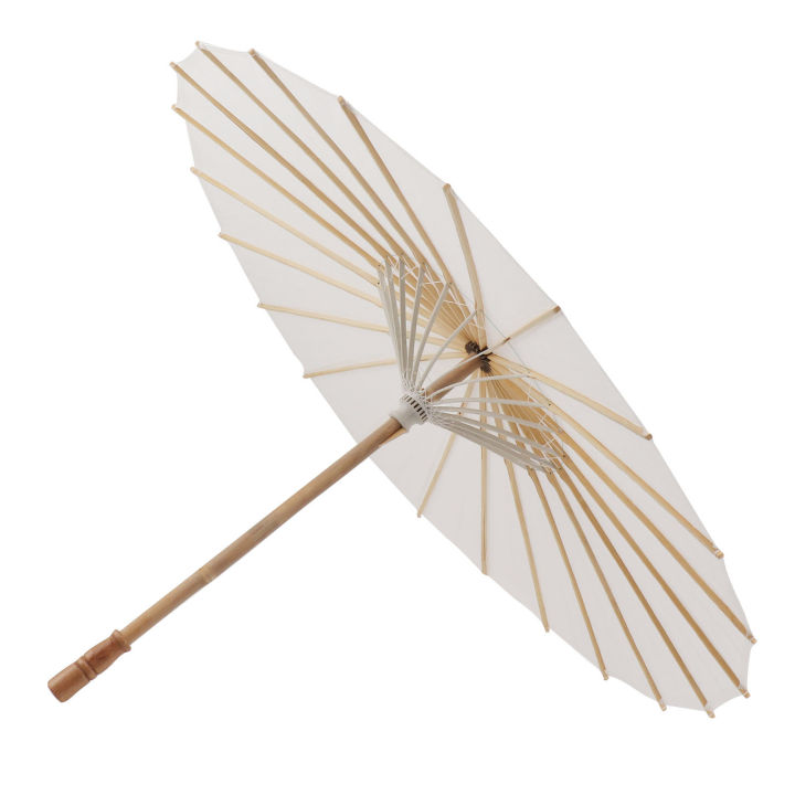 [Wondering] Kids Paper Parasol Bamboo And Paper Umbrella Chinese Style Elegant White DIY Paper Umbrellas For Decoration