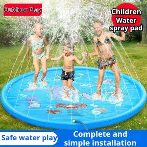 Outdoor Water Spray Play Mat - 100cm Inflatable Sprinkler for Kids Beach & Lawn Cartoon alphabet pattern