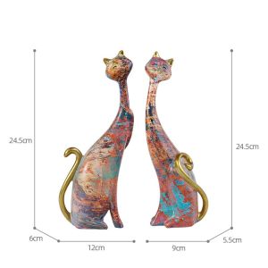 (2Pcs)Couple Cat Ornaments Creative Home Decorations Living Room Creative Crafts TV Cabinet Decorations Housewarming Gift