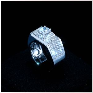 Nhẫn nam Bạc 925 Xi Kim Moissanite Viên Chủ 6.3mm KNNA0007 Kim Luxury