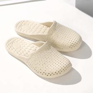 Four seasons flat bottom odorless soft light simple silent non-slip closed toe home slippers for men and women elastic soft breathable