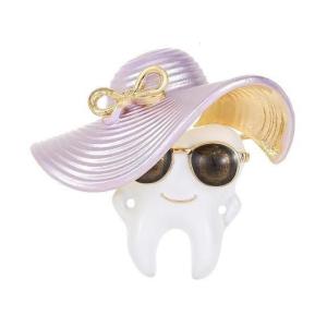 Trendy Teeth Brooch Creative Oil Drip Design Fashionable Alloy Accessory For Casual Outfits And Gift Giving