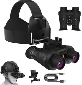 BekinTek Naked Eye 3D VR Helmet Mounted Night Vision Binoculars Head Mountable NVG Goggles Rechargeable Optics Telescope  Full Dark Observing   6x Digital Zoom 4K Video 36M Photo 400° Independent Diopter Adjust 4 Color Effect