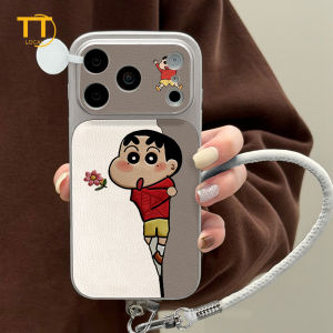 Tri-Town Luxury Leather 3D Cartoon Boy Mens Case For iPhone 17 16 15 11 12 13 14 Pro Max Hard Back Cover Skin Feel Casing with Phone Strap #EV91