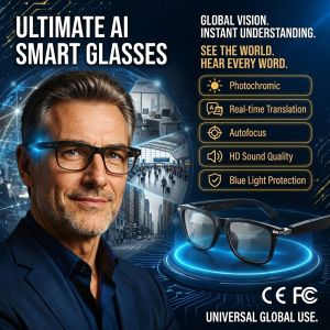 Smart Zoom Color-Changing Solar Real-Time AI Translation Glasses Smart Bluetooth Headset Glasses AI Translation Black Technology Sunglasses