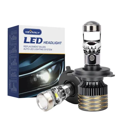 2 Buah Lensa Proyektor LED H4 H11 Lampu Depan H8 H11 Bohlam Mobil 6000K Canbus Turbo Daya Tinggi Lampu Kabut Mobil/Motor Mini