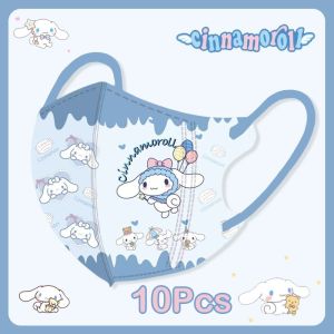 10Pcs Sanrio Kids 3D Face Mask Cute Kuromi Cinnamoroll Cartoon Breathable Face Mask Independent Packaging Disposable Dustproof and Anti Fog Protective Mask for Children